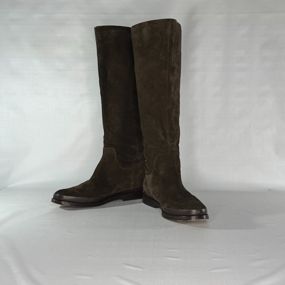 Vince Carleigh Suede Knee-High Riding Boots, Dark Brown